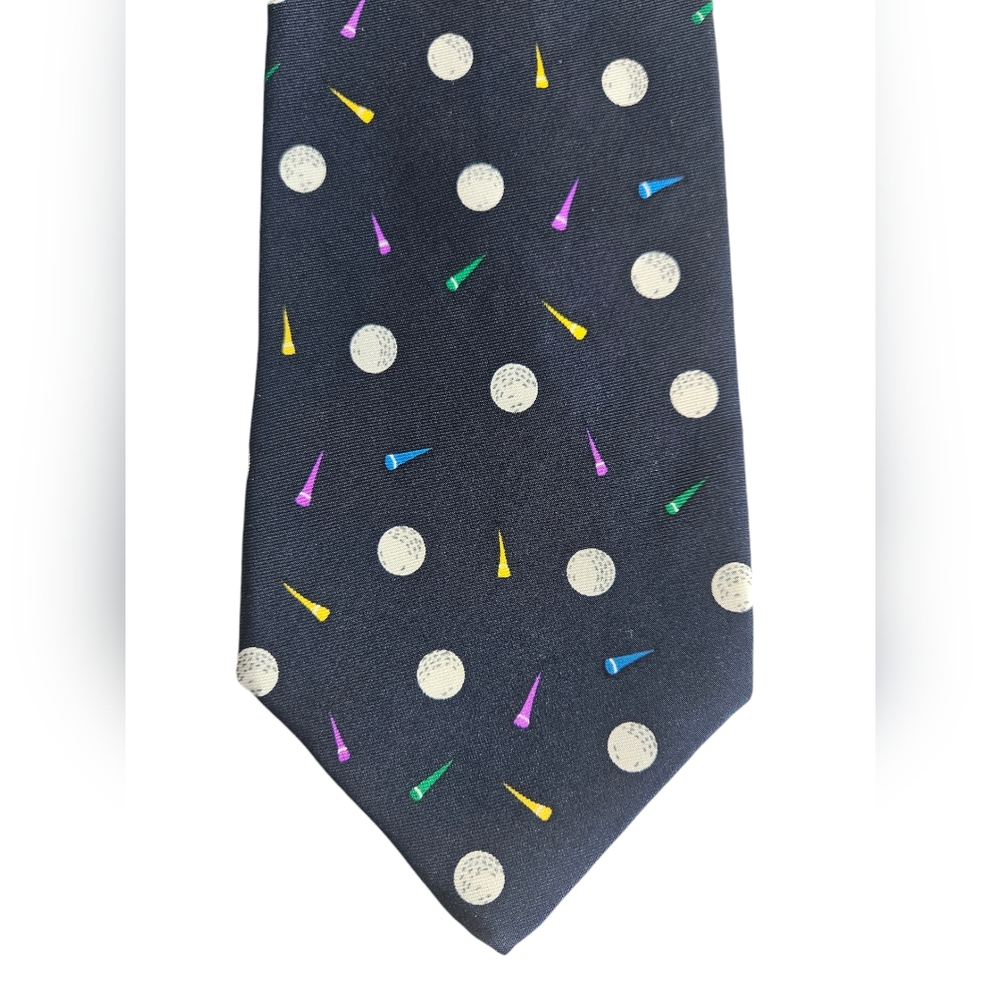 ALYNN NECKWEAR Navy Blue "Tee Time" Golf Silk Tie